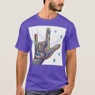 Camiseta ASL te amo en colores de denim y camuflaje