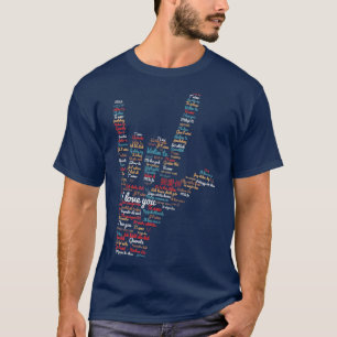 Camiseta ASL Te amo en diferentes idiomas diseño ASL L