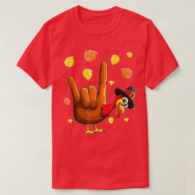 Camiseta ASL Tukey American Rótulo Language Te Amo Gracias (Diseño del anverso)