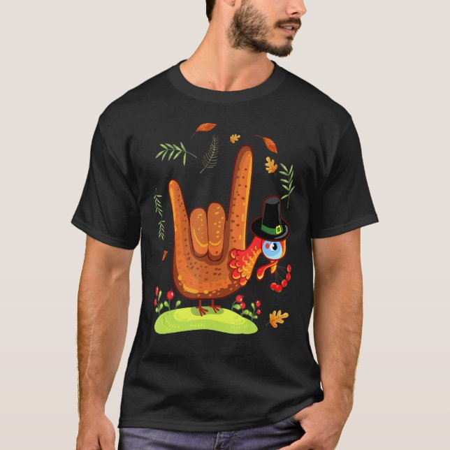 Camiseta Asl Tukey Lenguaje Estadounidense De Rótulo Turquí (Anverso)