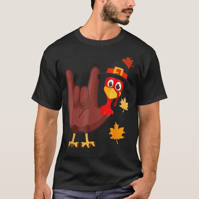 Camiseta ASL Turquía Lenguaje americano de Rótulo te amo (Anverso)