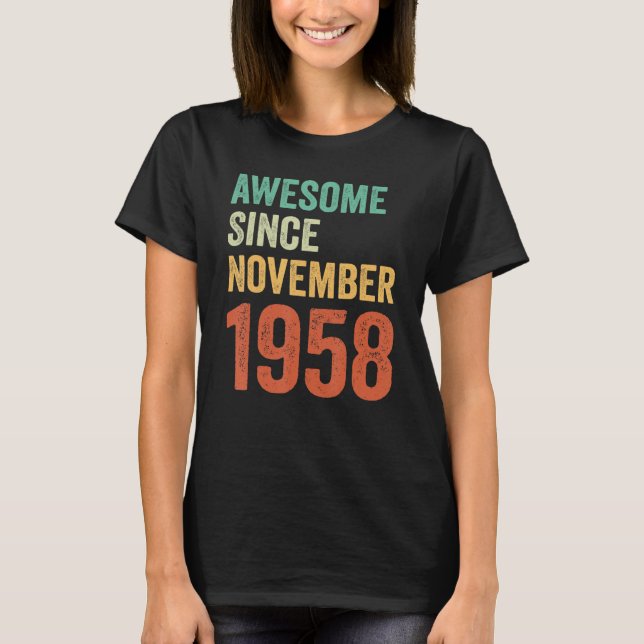 Camiseta Asombrosas Desde Noviembre De 1958 65ª Nacimiento  (Anverso)