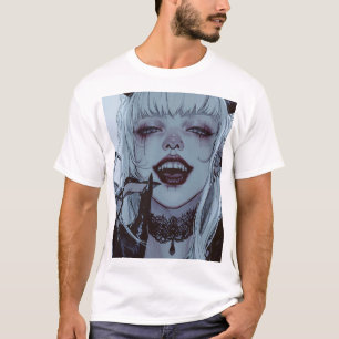 Camiseta Asombroso Chica de Anime con el pelo blanco y pert