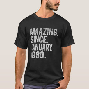 Camiseta Asombroso desde enero de 1980 43 años de edad 43