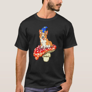 Camiseta Asombroso Mago Corgi Sentado En Hongo Con Manchas 