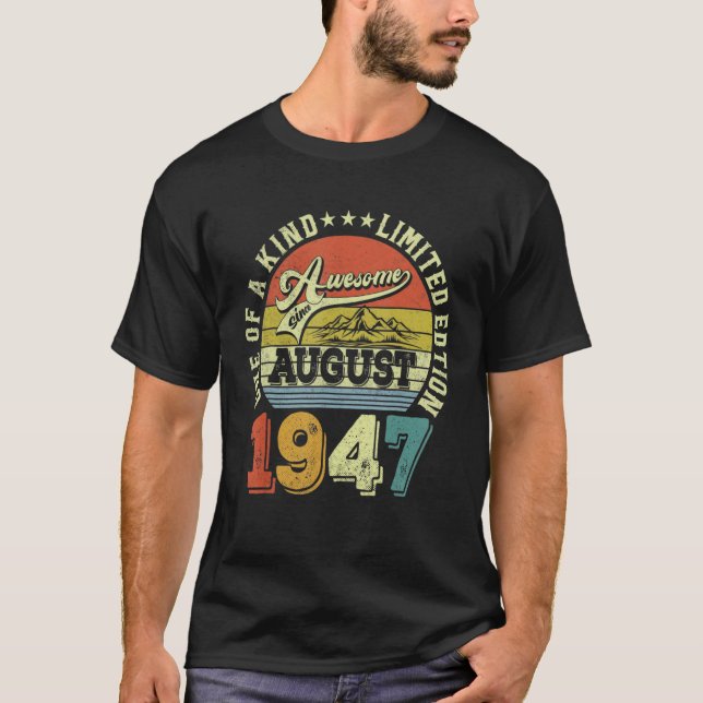Camiseta Asombroso niño de 75 años desde agosto de 1947 (Anverso)
