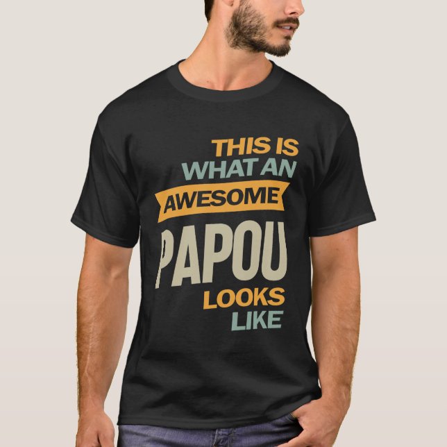 Camiseta Asombroso Papou de los hombres - Regalo de padre (Anverso)