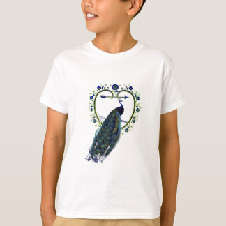 Camiseta Asombroso pavo real y adornado marco floral cardía