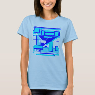 Camiseta Aspecto del MCM del resumen geométrico azul de la 