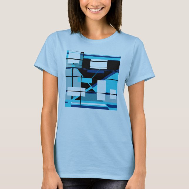 Camiseta Aspecto del MCM del Resumen Geométrico Negro de la (Anverso)
