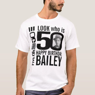 Camiseta Aspecto mono de 50 años 50 foto y nombre personal