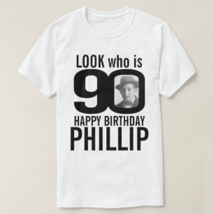 Camiseta Aspecto mono de 90 cumpleaños 90 foto y nombre pe