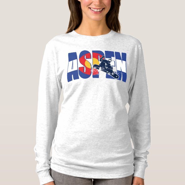 Camiseta Aspen Colorado con Snowboard (Anverso)