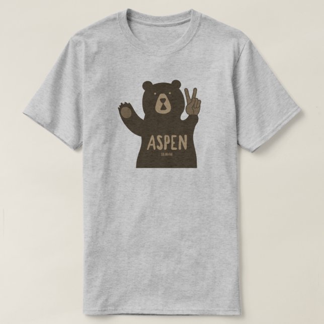 Camiseta Aspen Colorado Peace Bear (Diseño del anverso)