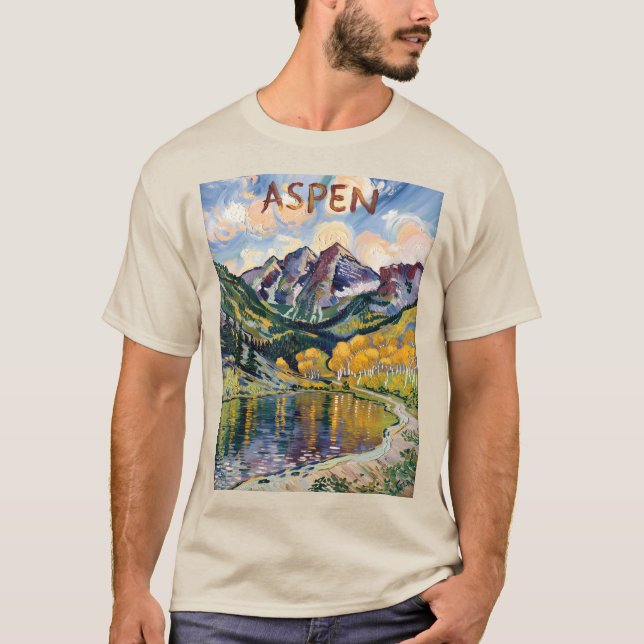 Camiseta Aspen Colorado Van Gogh Style Mountain (Anverso)