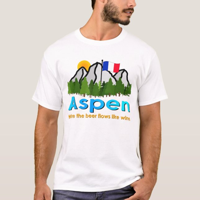 Camiseta Aspen: Donde la cerveza fluye como el vino (Anverso)