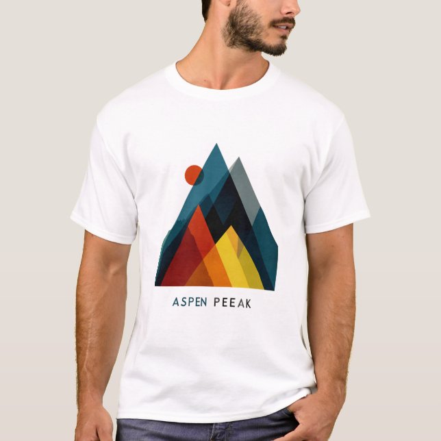 Camiseta Aspen Peak – Mid-Century Geometric Mountain Poster (Anverso)