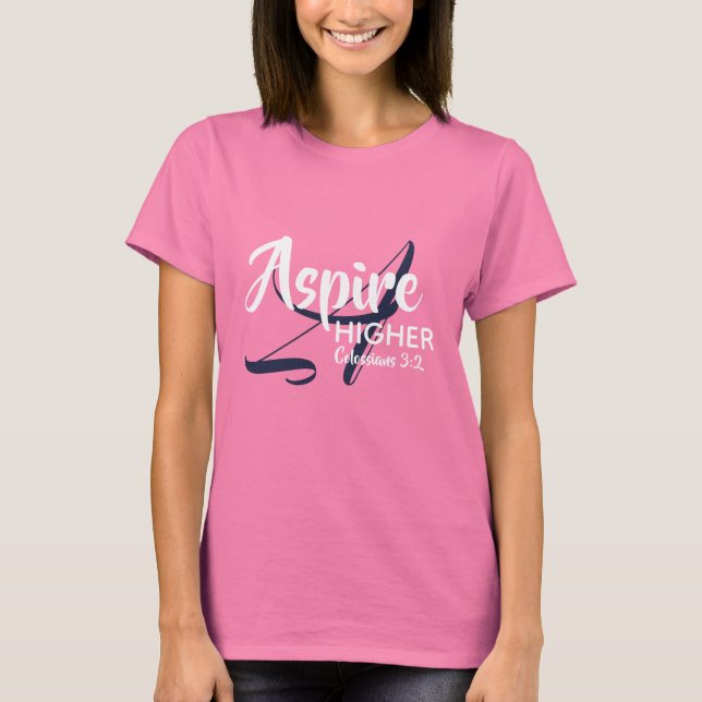 Camiseta ASPIRE HIGHER Inspire Monograma PINK cristiano (Anverso)