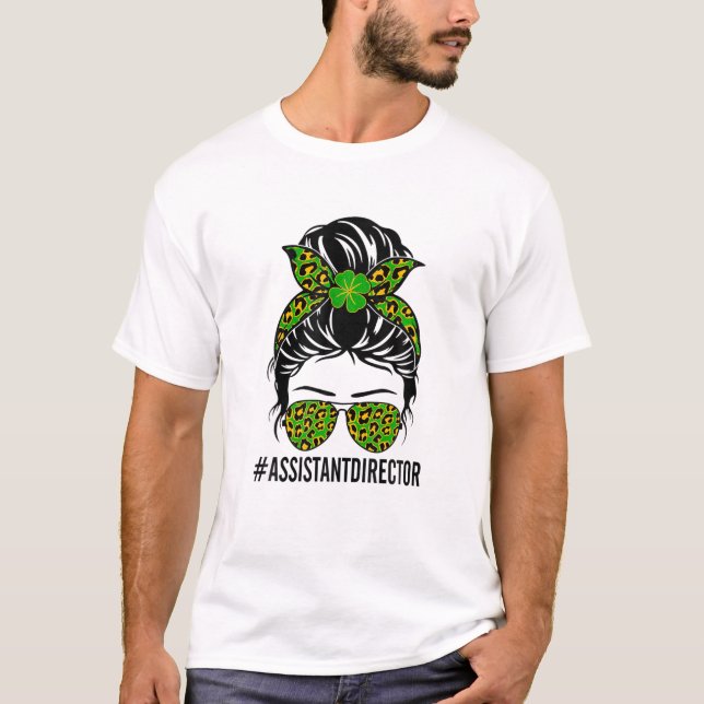 Camiseta Assistant Director Shamrock Women Messy Bun St Pat (Anverso)