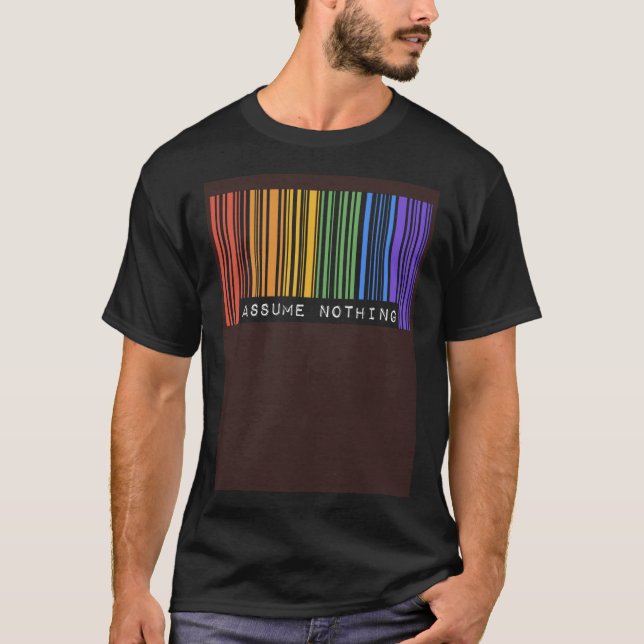 Camiseta Assume Nothing Barcode Gay Pride Flag Coming Out I (Anverso)