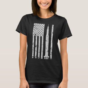 Camiseta Astro Apollo 11 Saturn V Rocket Vintage Flag Space