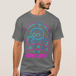 Camiseta Astro Bot Personaje Neon Saludando con Iconos Vide