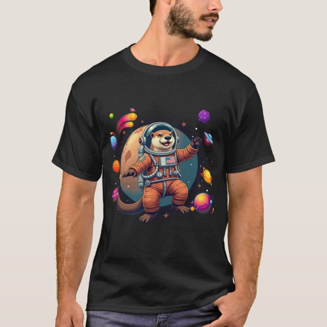 Camiseta Astro-Nutria: Adorable Astronauta Nutria Explora e (Anverso)