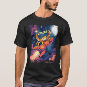 Camiseta Astrología cangrejo de cáncer cohete lunar zodiac 