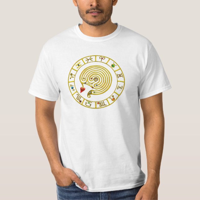 Camiseta Astrología CARÁCTICA ASTRAL LABYRINTH GOLD ZODIAC (Anverso)