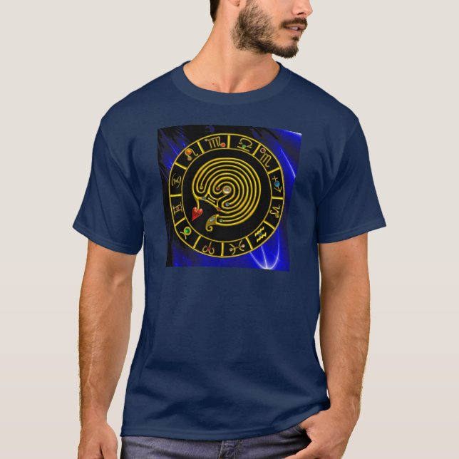 Camiseta Astrología CARÁCTICA ASTRAL LABYRINTH GOLD ZODIAC (Anverso)