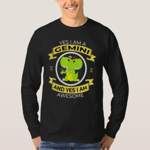 Camiseta Astrología del Rótulo Zodiaco Cute Gemini T Rex Di