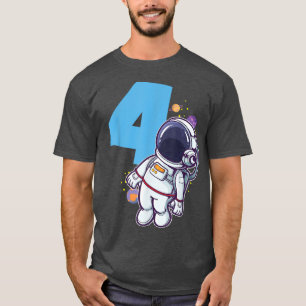 Camiseta Astronaut 4 Years Old Kids 4th Birthday Party T-Sh