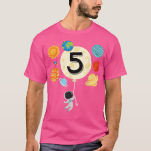 Camiseta Astronaut Balloon Planets 5th Birthday Space 5 Yea