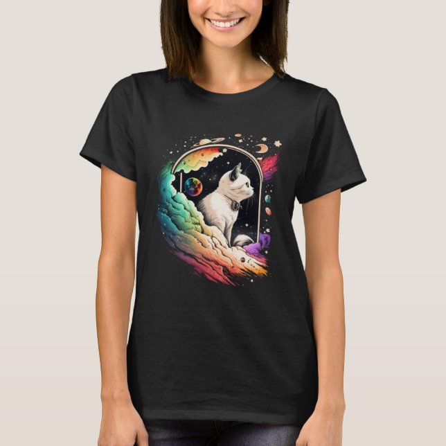 Camiseta Astronaut Cat or  Space Cat on Galaxy Cat   4 (Anverso)