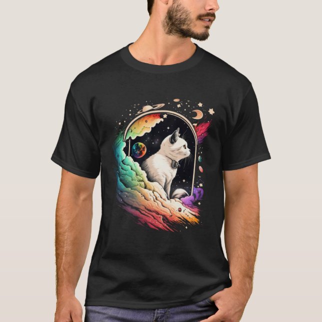 Camiseta Astronaut Cat or  Space Cat on Galaxy Cat   4 (Anverso)