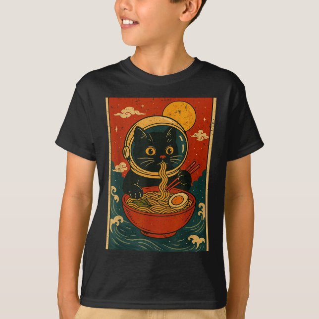 Camiseta Astronaut Cat Ramen Japanese Graphic Tees Men Wome (Anverso)