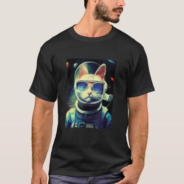 Camiseta Astronaut cat space cat for men women kids (Anverso)