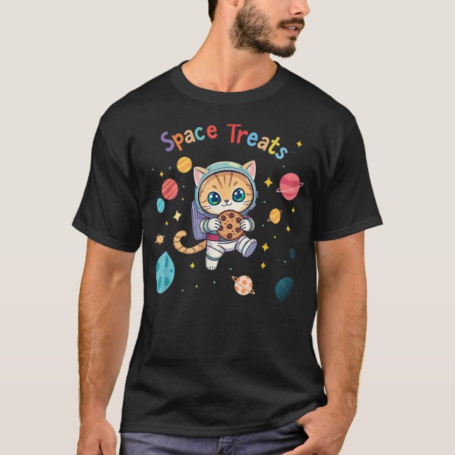 Camiseta Astronaut Cat Space Treats Design (Anverso)