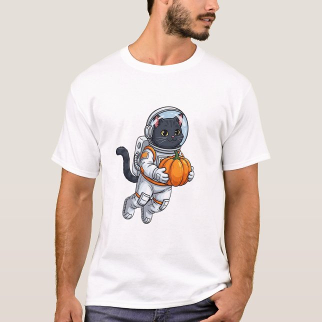 Camiseta Astronaut Cat with Pumpkin (Anverso)