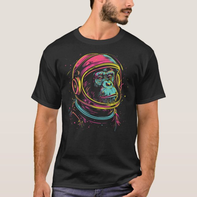 Camiseta Astronaut Chimp Monkey, Spaceman Chimp Neon design (Anverso)