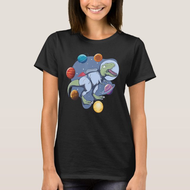 Camiseta Astronaut Dinosaur In Space Travel Galaxy Dinosaur (Anverso)