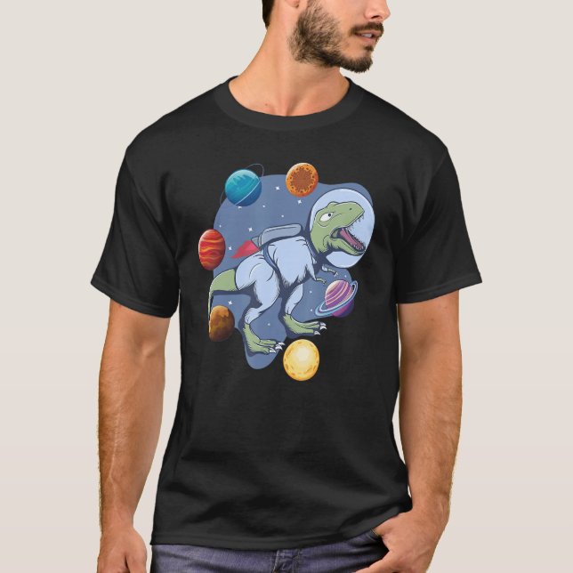 Camiseta Astronaut Dinosaur In Space Travel Galaxy Dinosaur (Anverso)