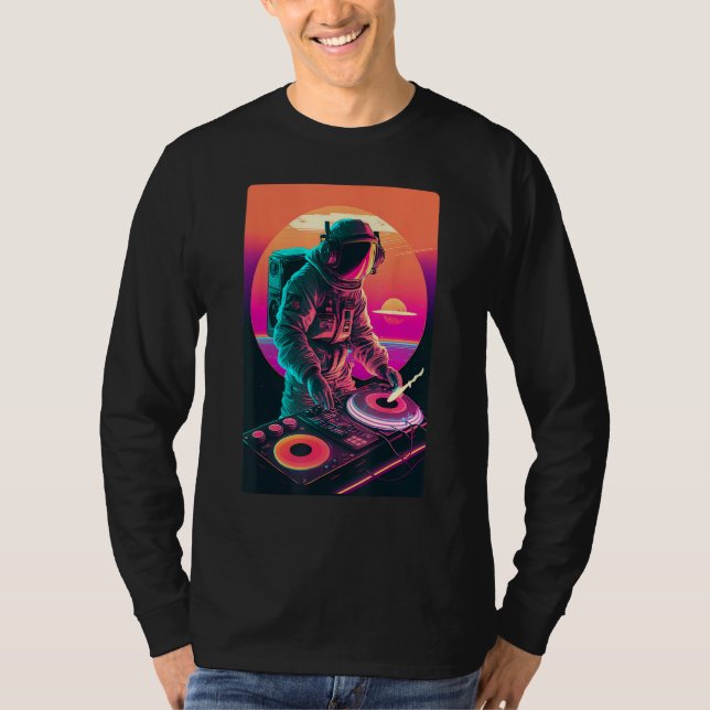 Camiseta Astronaut DJ DJing in Space EDM cool Vaporwave Gra (Anverso)