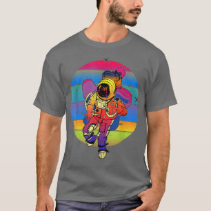 Camiseta Astronaut Holding LGBT Flag Biseual Proud LGBT Sup