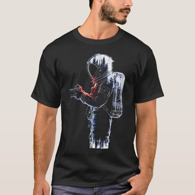 Camiseta Astronaut Holds Camera Motif Drawing Artwork Astro (Anverso)