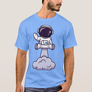 Camiseta Astronaut Launching On Space And Waving Hand Carto