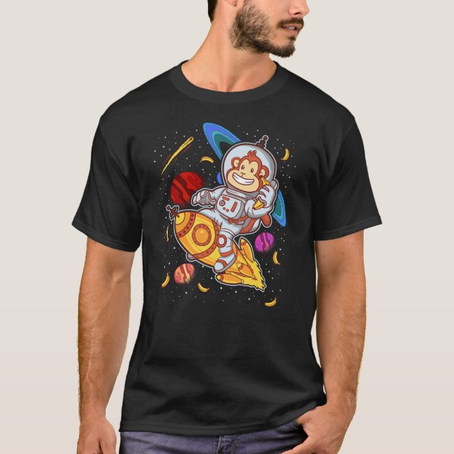 Camiseta Astronaut Monkey Space Rocket Cute Funny Kids Boys (Anverso)