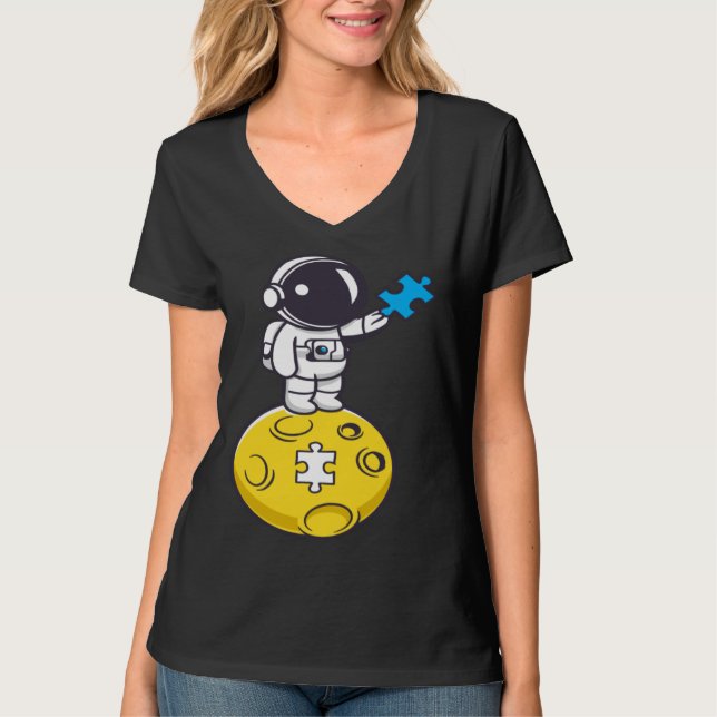 Camiseta Astronaut Moon Autism Puzzle Autistic Child Autism (Anverso)