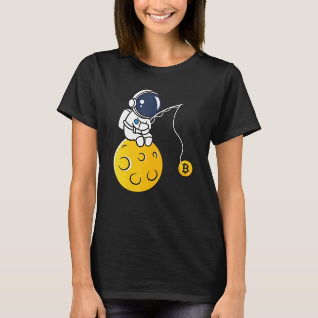 Camiseta Astronaut Moon Fishing BTC Crypto Cryptocurrency B (Anverso)