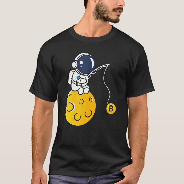 Camiseta Astronaut Moon Fishing BTC Crypto Cryptocurrency B (Anverso)